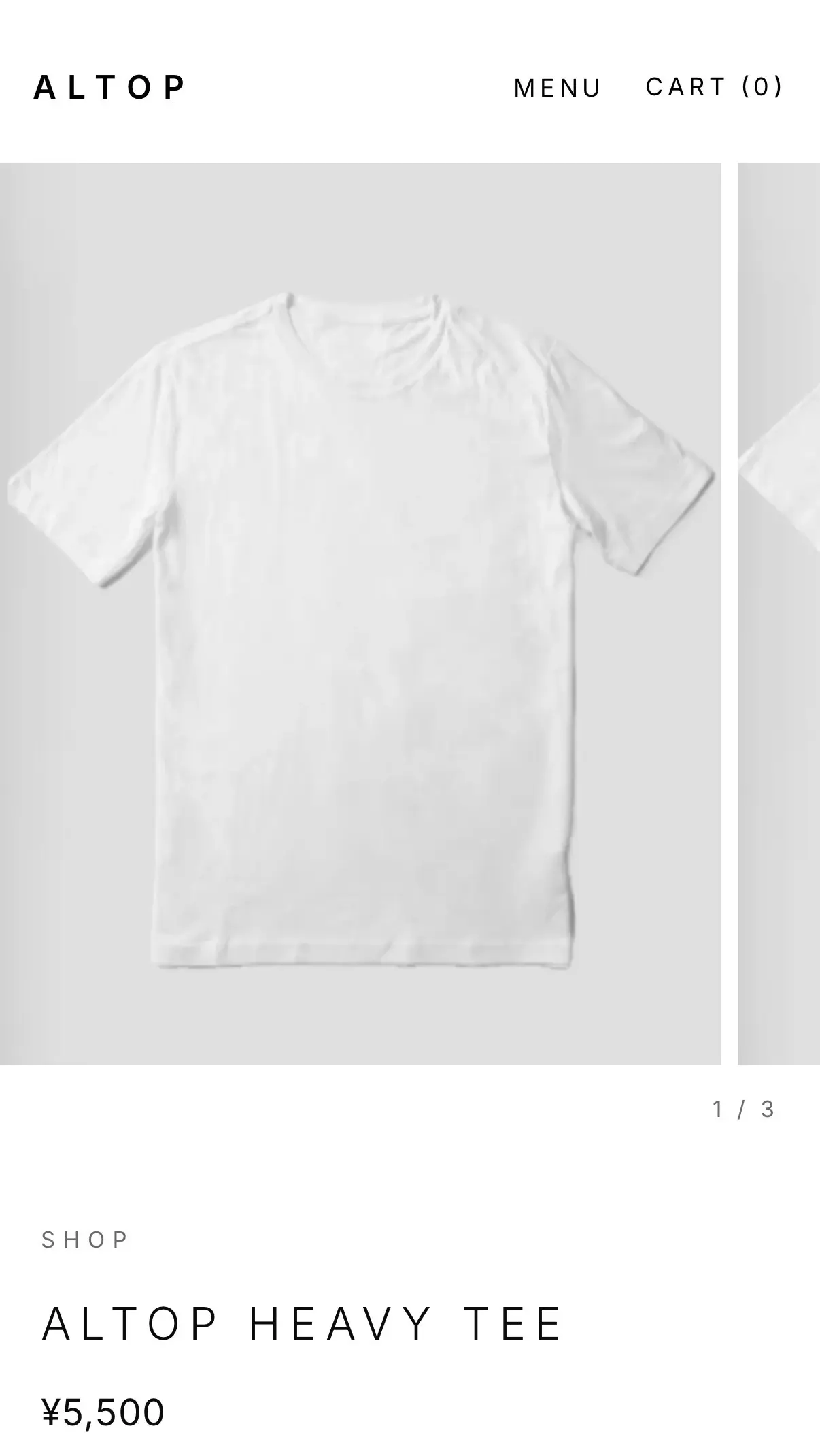 ALTOP 商品詳細ページ(スマートフォン表示)。ALTOP HEAVY TEE、5,500円